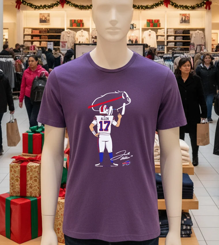 Buffalo Bills Billustration Allen 17 Cartoon - purple-t-shirt Buffalo Bills Billustration Allen 17 Cartoon Purple T Shirt