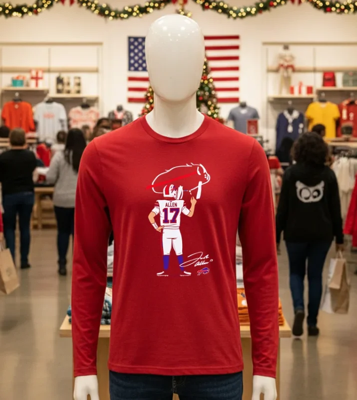 Buffalo Bills Billustration Allen 17 Cartoon Red T Shirt