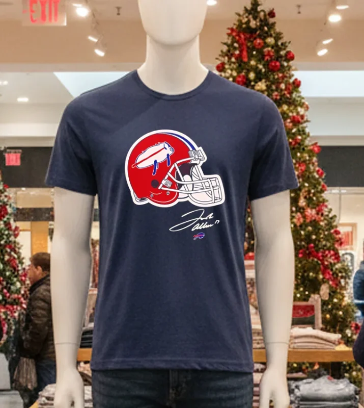Buffalo Bills Billustration Red Helmet Navy T Shirt
