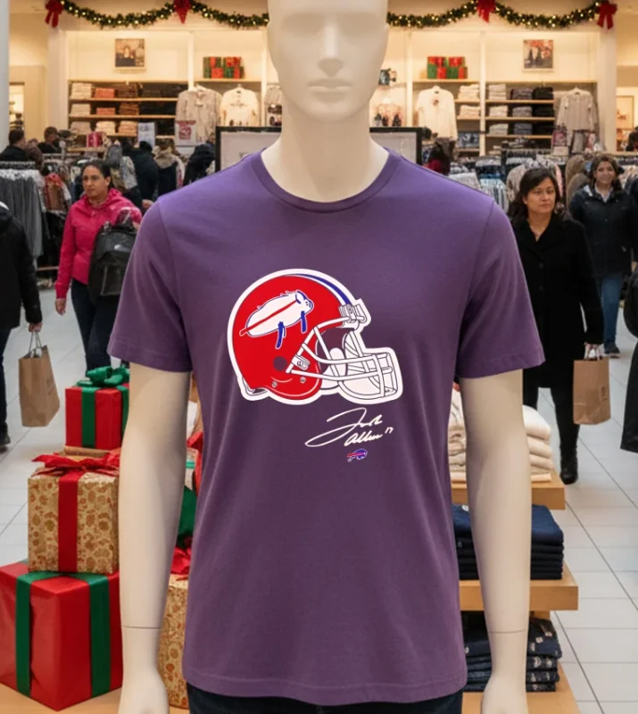 Buffalo Bills Billustration Red Helmet   Purple T Shirt
