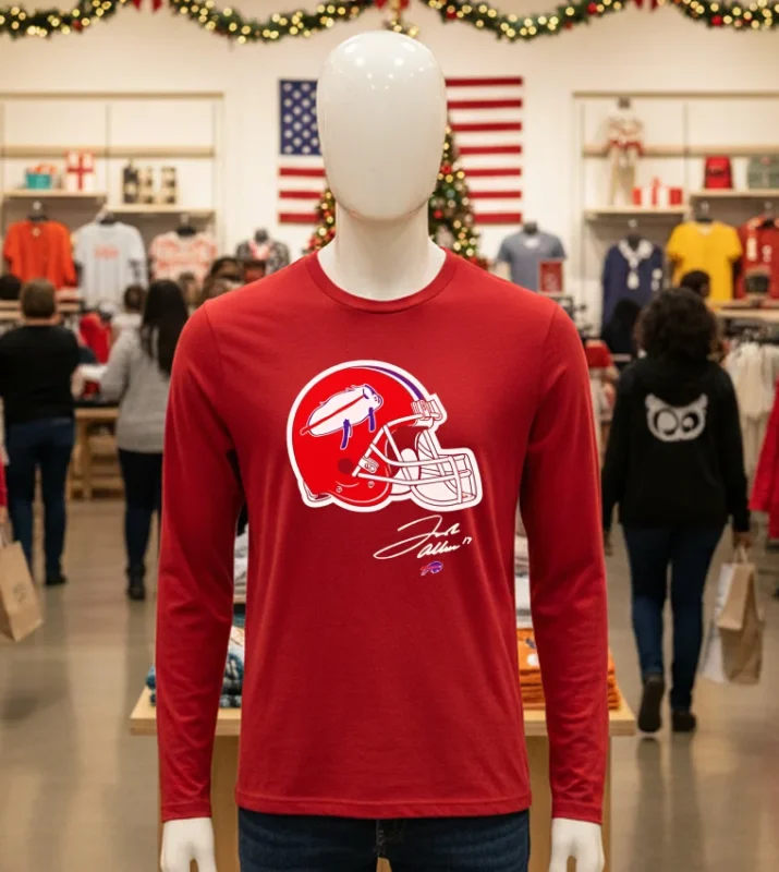 Buffalo Bills Billustration Red Helmet   Red T Shirt
