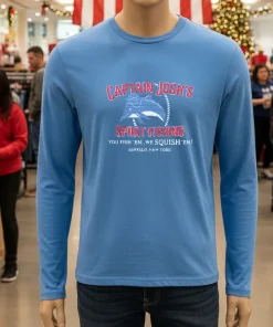 Captain Josh S Sport Fishing You Fish Em We Squish Em   Blue T Shirt