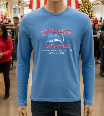 Captain Josh S Sport Fishing You Fish Em We Squish Em   Blue T Shirt