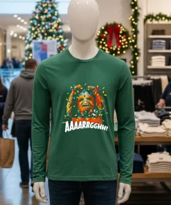 Chewbacca Walking Carpet Christmas Lights   Green T Shirt