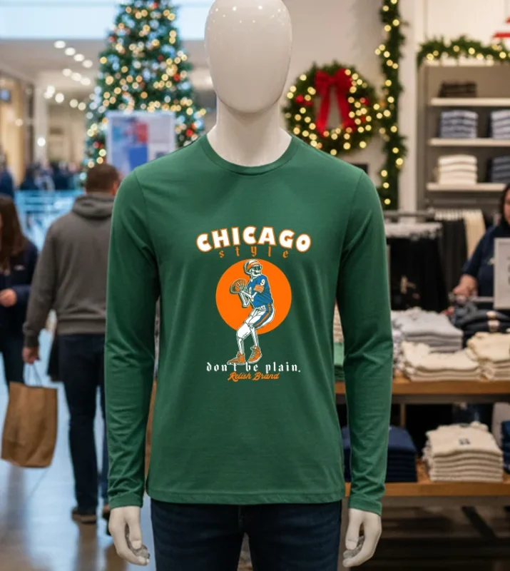 Chicago Style Football Don T Be Plain Skeleton   Green T Shirt