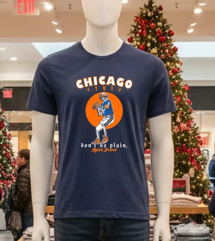 Chicago Style Football Don T Be Plain Skeleton   Navy T Shirt