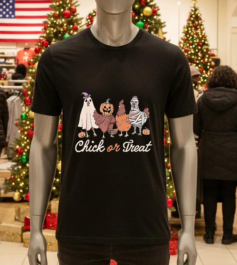 Chick Or Treat Halloween Witch Spooky Chicken - black-t-shirt Chick Or Treat Halloween Witch Spooky Chicken Black T Shirt