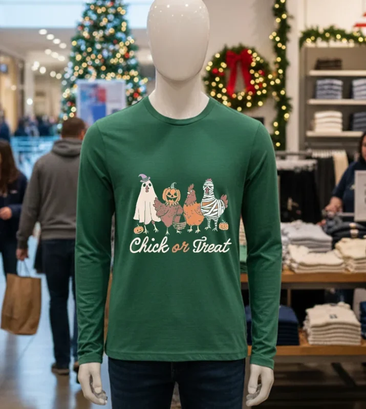 Chick Or Treat Halloween Witch Spooky Chicken Green T Shirt