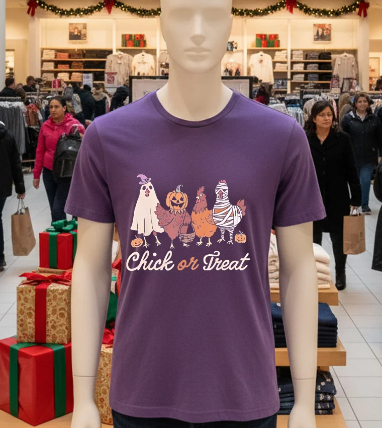 Chick Or Treat Halloween Witch Spooky Chicken - purple-t-shirt Chick Or Treat Halloween Witch Spooky Chicken Purple T Shirt