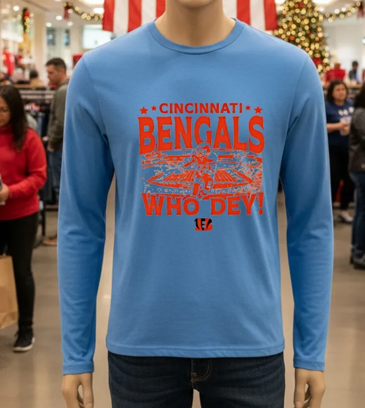 Cincinnati Bengals Who Dey Logo   Blue T Shirt