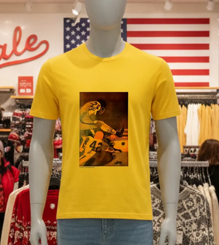 Cleveland Browns Nfl Collectors Series Vintage Team Theme Art Poster   Yellow T Shirt