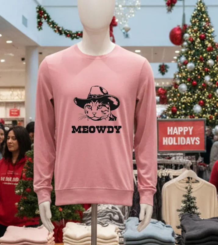 Cowboy Cat Meowdy   Pink T Shirt