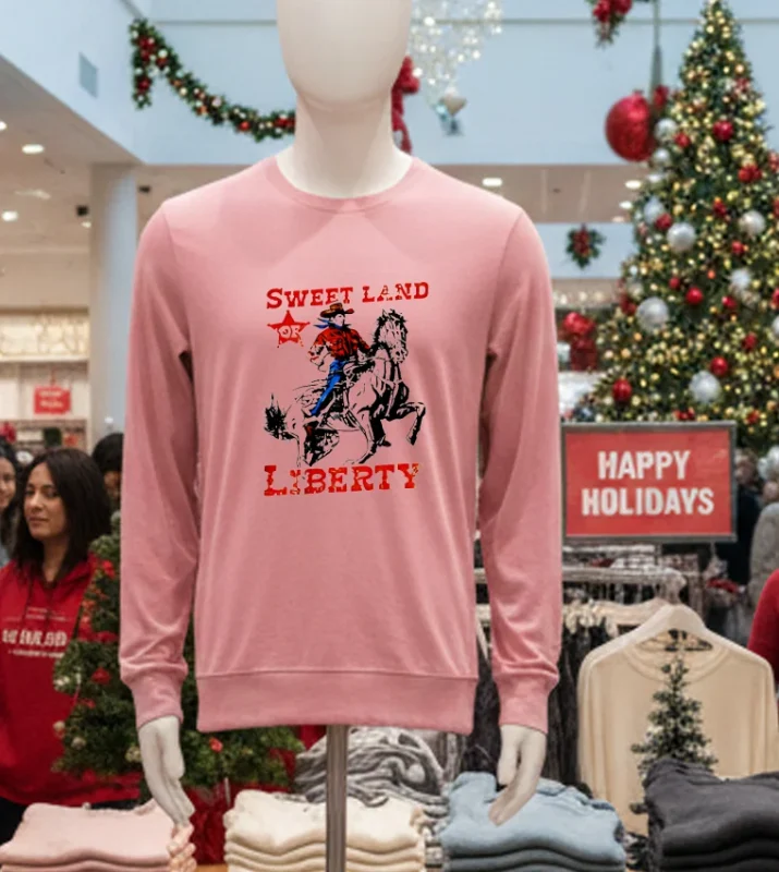 Cowboy Sweet Land Of Liberty   Pink T Shirt