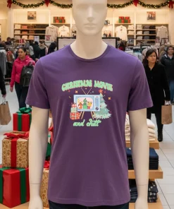 Cozy Up This Holiday Season With Our Christmas Movie And Chill   Purple T Shirt