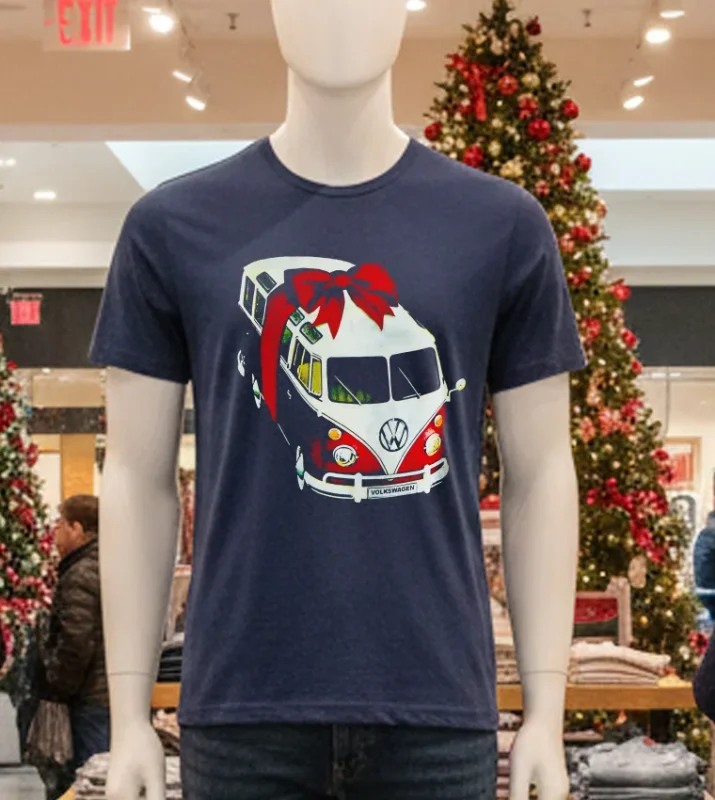 Cropped Volkswagen Bus Present Navy T Shirt