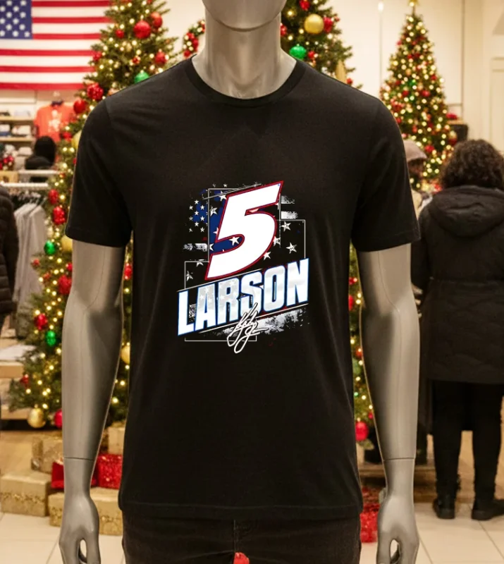 Cup Champions Kyle Larson Signature   Black T Shirt