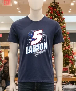 Cup Champions Kyle Larson Signature   Navy T Shirt