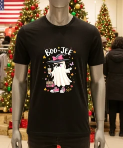 Cute Boo Jee Ghost Halloween 2024 Coffee Lover   Black T Shirt