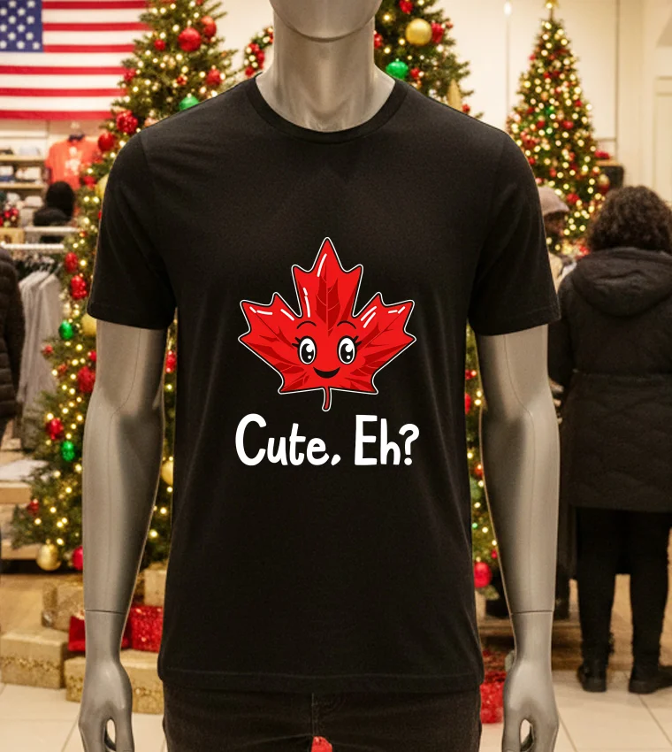 Cute Eh Maple Leaf Canada - black-t-shirt Cute Eh Maple Leaf Canada Black T Shirt
