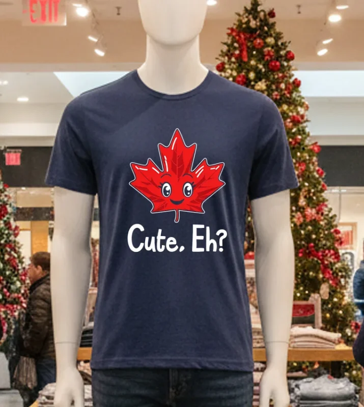 Cute Eh Maple Leaf Canada Navy T Shirt