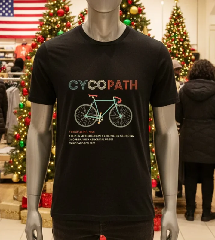 Cycopath Funny Cycling For Cyclists And Bikers   Black T Shirt