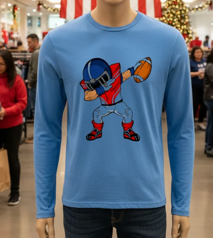 Dabbing Football Player Blue T Shirt