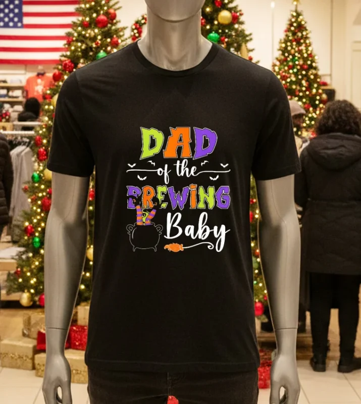 Dad Of The Brewing Baby Halloween Witch   Black T Shirt