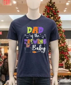 Dad Of The Brewing Baby Halloween Witch   Navy T Shirt