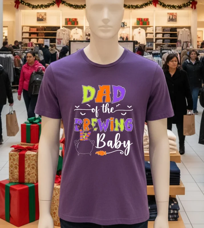 Dad Of The Brewing Baby Halloween Witch Purple T Shirt