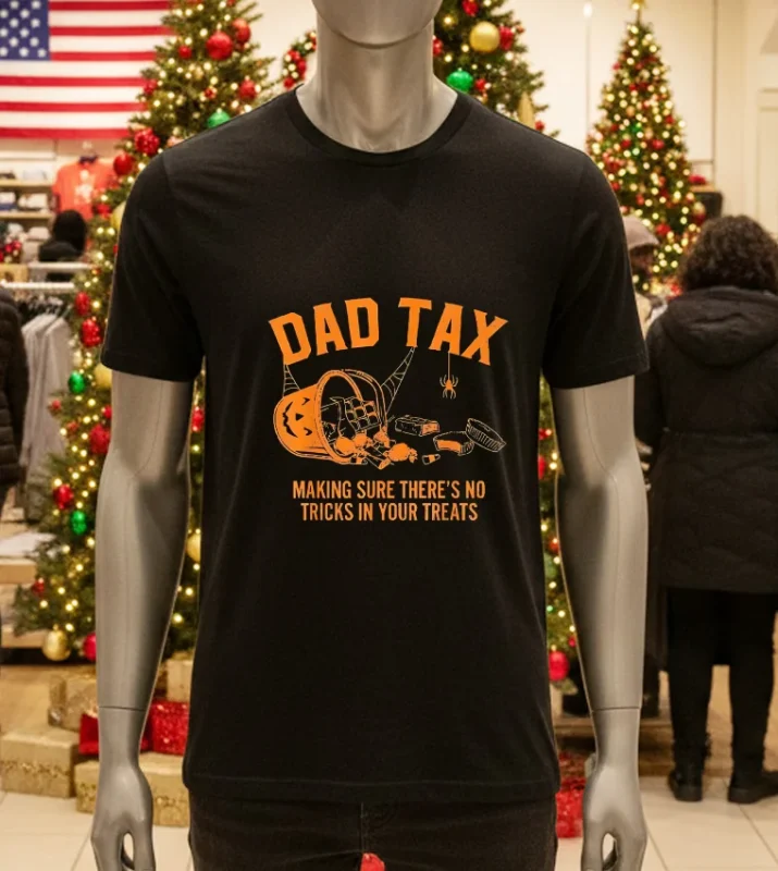 Dad Tax Halloween Trick Or Treat Candy Pumpkin Joke   Black T Shirt
