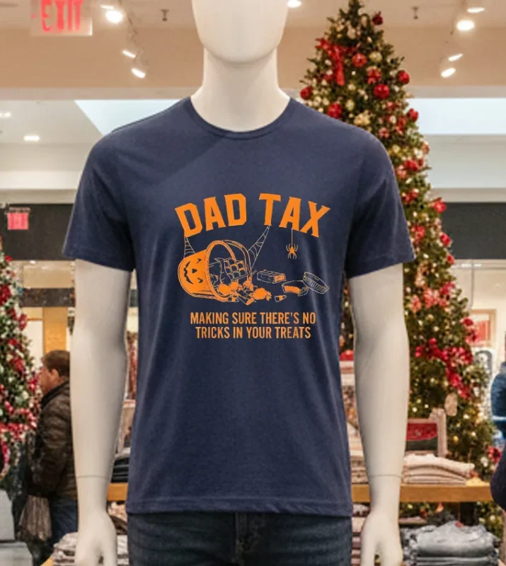 Dad Tax Halloween Trick Or Treat Candy Pumpkin Joke   Navy T Shirt