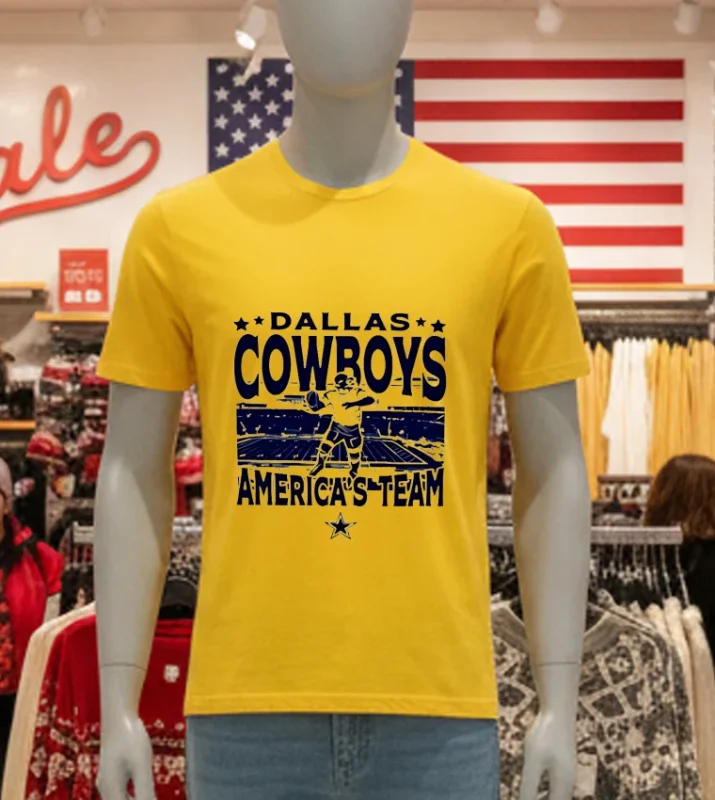 Dallas Cowboys America S Team Logo Yellow T Shirt