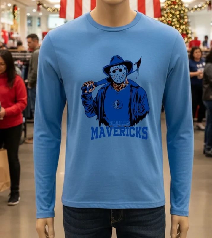 Dallas Mavericks Jason Voorhees Happy Halloween Blue T Shirt