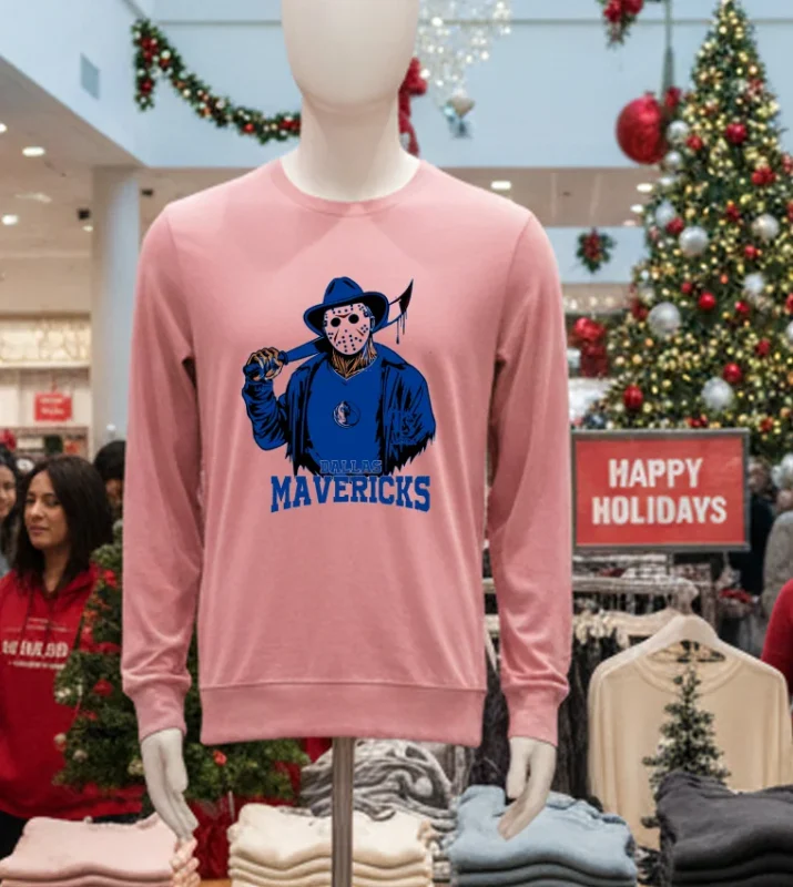 Dallas Mavericks Jason Voorhees Happy Halloween Pink T Shirt