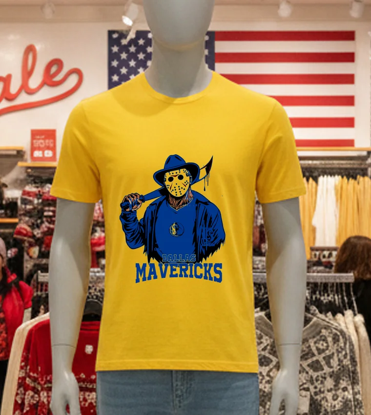 Dallas Mavericks Jason Voorhees Happy Halloween - yellow-t-shirt Dallas Mavericks Jason Voorhees Happy Halloween Yellow T Shirt