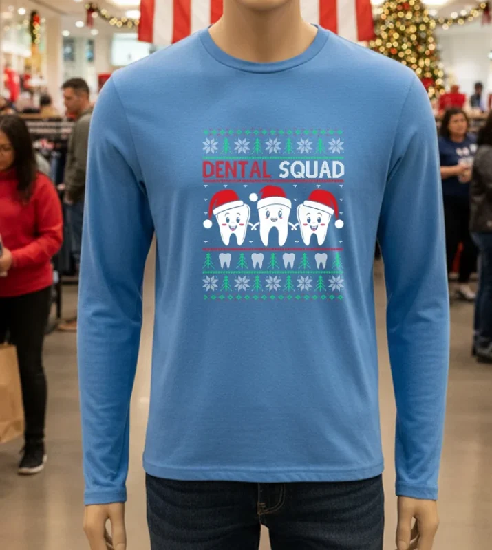 Dental Squad Funny Christmas Dentist Blue T Shirt