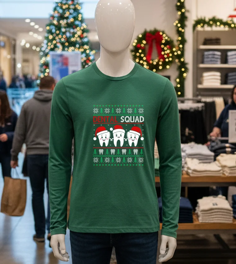 Dental Squad Funny Christmas Dentist - green-t-shirt Dental Squad Funny Christmas Dentist Green T Shirt