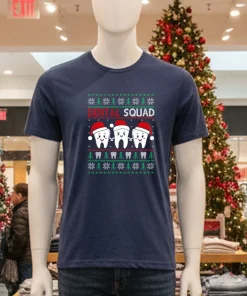 Dental Squad Funny Christmas Dentist   Navy T Shirt