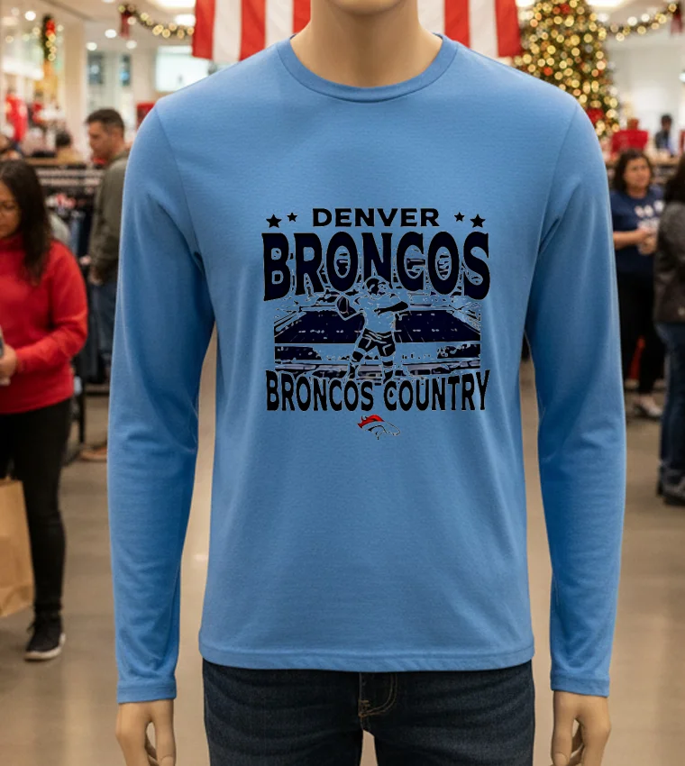 Denver Broncos Country Logo - blue-t-shirt Denver Broncos Country Logo Blue T Shirt