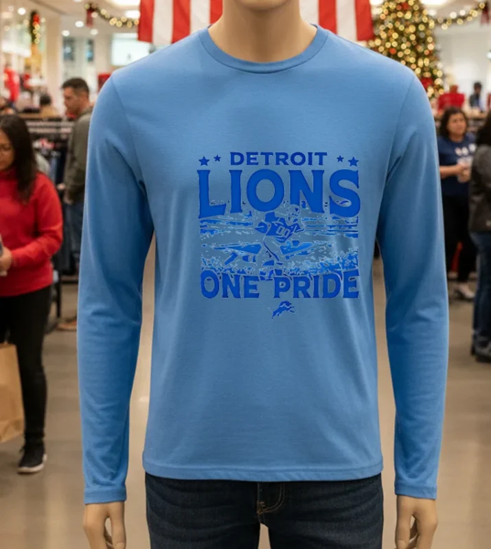 Detroit Lions One Pride Logo Blue T Shirt