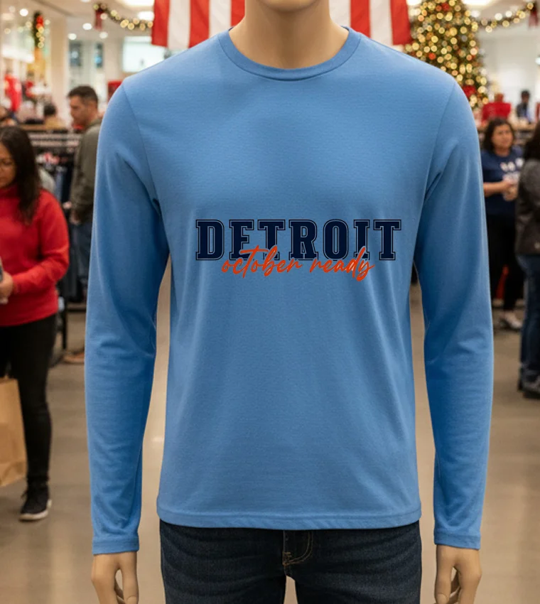 Detroit October Ready Baseball - blue-t-shirt Detroit October Ready Baseball Blue T Shirt