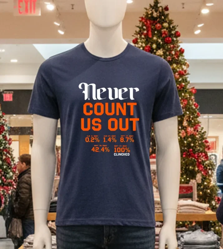 Detroit Tigers Baseball Never Count Us Out   Navy T Shirt
