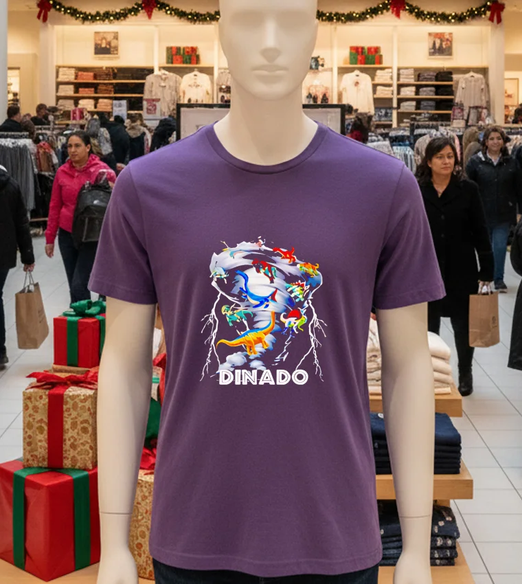 Dinado! Dinosaur Tornado - purple-t-shirt Dinado! Dinosaur Tornado Purple T Shirt