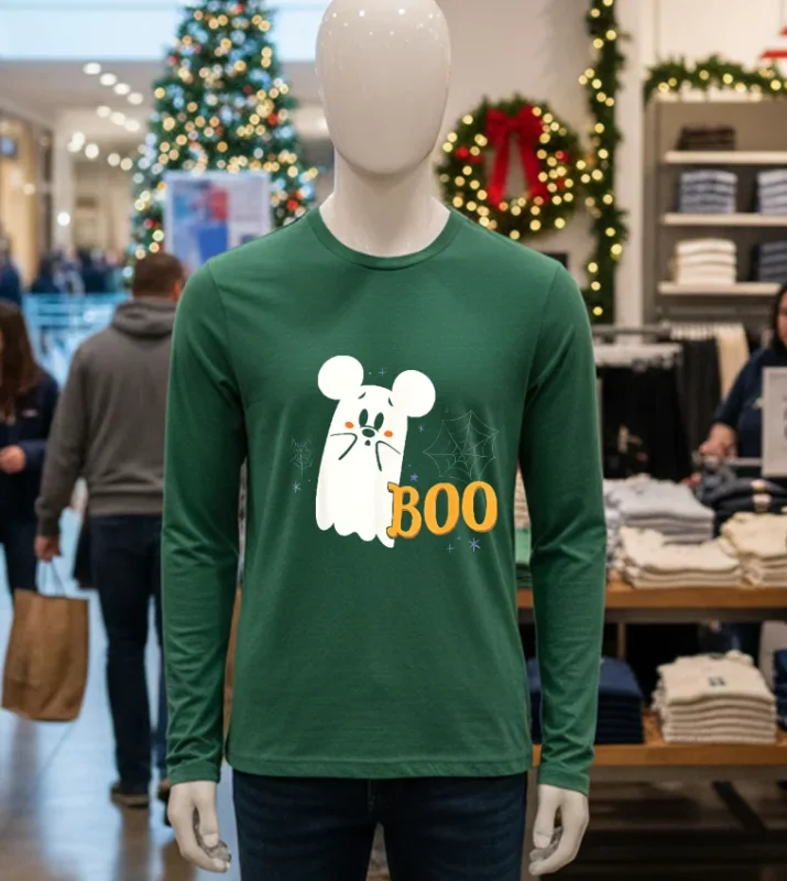 Disney Mickey Mouse Cute Little Ghost Boo Halloween   Green T Shirt