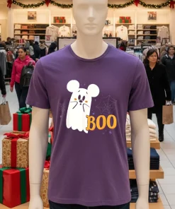 Disney Mickey Mouse Cute Little Ghost Boo Halloween   Purple T Shirt