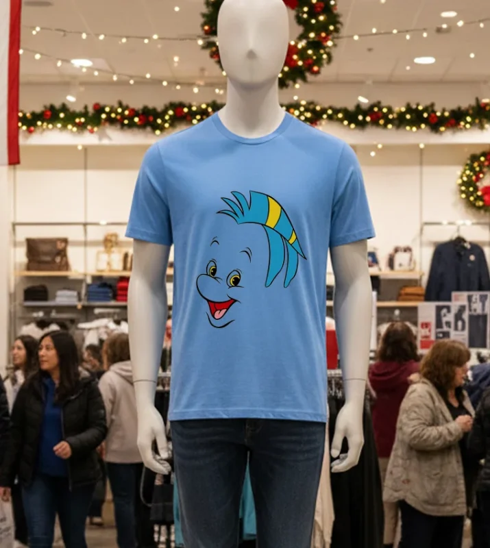 Disney The Little Mermaid Flounder Big Face   Blue T Shirt