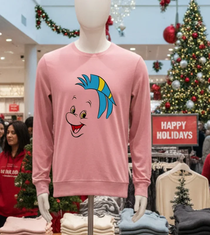 Disney The Little Mermaid Flounder Big Face   Pink T Shirt