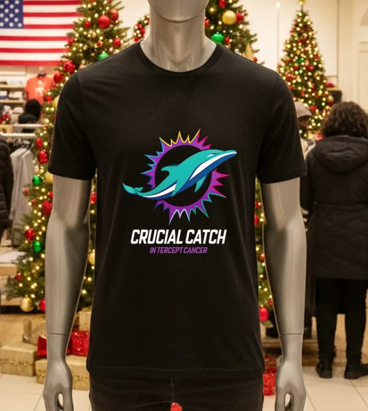 Dolphins 2024 Crucial Catch Intercept Cancer Black T Shirt