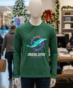 Dolphins 2024 Crucial Catch Intercept Cancer   Green T Shirt