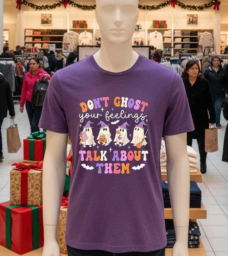 Don T Ghost Your Feeling Halloween School Counselor - purple-t-shirt Don T Ghost Your Feeling Halloween School Counselor Purple T Shirt